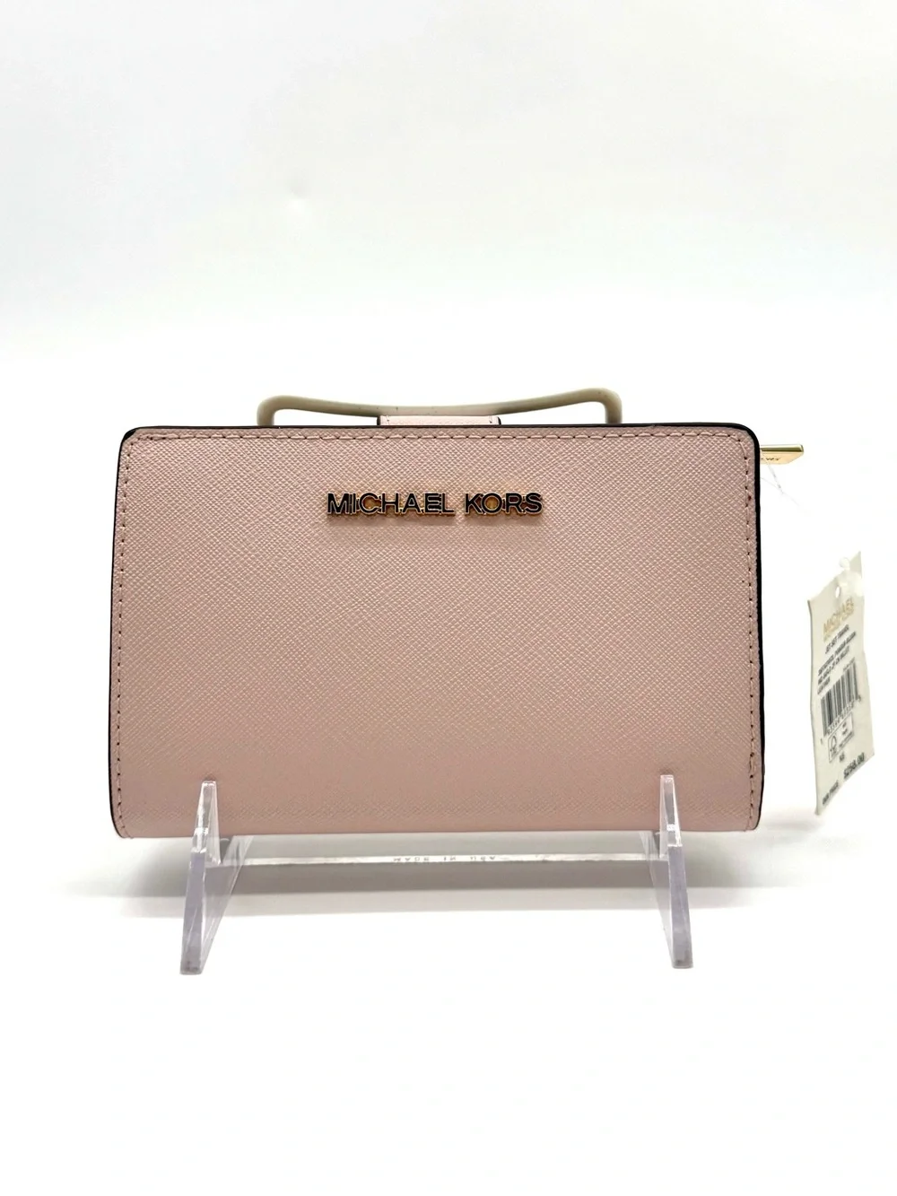 Michael Kors Medium Jet Set Travel Zip Chain Bifold Wallet Powder Blush